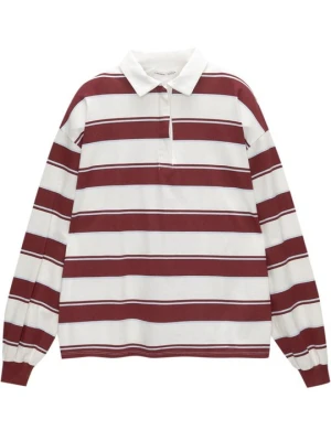 Bluzka z długim rękawem PULL&BEAR ciemnoczerwony