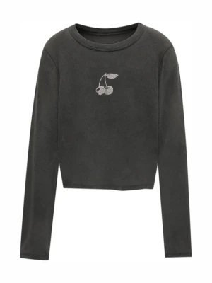 Bluzka z długim rękawem PULL&BEAR szary melanż