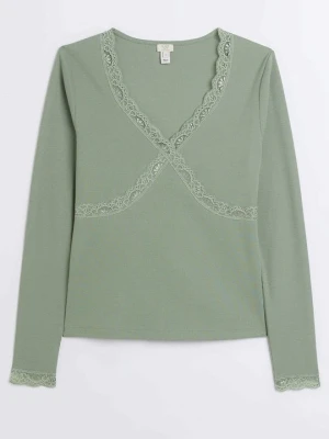 Bluzka z długim rękawem River Island khaki