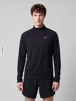 bluzka z długim rękawem sport o kroju regular fit z kołnierzem zapinanym Nike Czarny