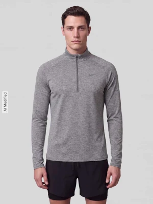 bluzka z długim rękawem sport o kroju regular fit z kołnierzem zapinanym Nike Średnioszary