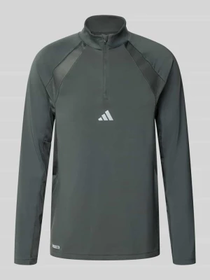 bluzka z długim rękawem sport o kroju slim fit z nadrukiem z logo Adidas Ciemnozielony