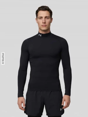 bluzka z długim rękawem sport w kroju slim fit z wyhaftowanym logo Under Armour Czarny