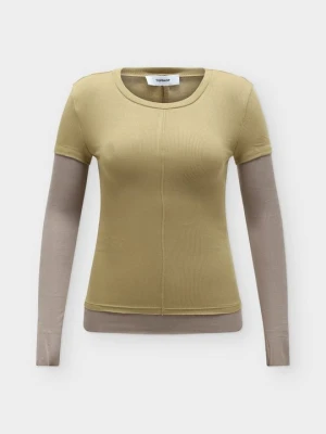 Bluzka z długim rękawem Topshop khaki