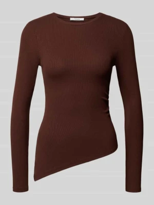 Bluzka z długim rękawem w asymetrycznym kroju model 'RIA' Topshop Czekoladowy