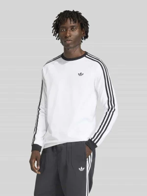 Bluzka z długim rękawem w kroju regular fit z czystej bawełny z wyhaftowanym logo adidas Originals Biały