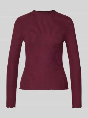 bluzka z długim rękawem w kroju slim fit z dodatkiem wiskozy model 'EMMA' Only Bordowy
