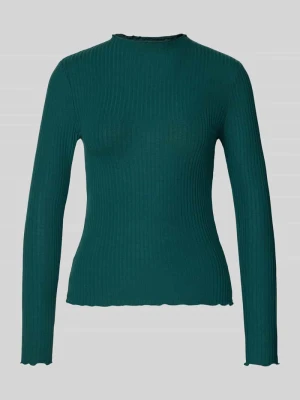 bluzka z długim rękawem w kroju slim fit z dodatkiem wiskozy model 'EMMA' Only Ciemnozielony