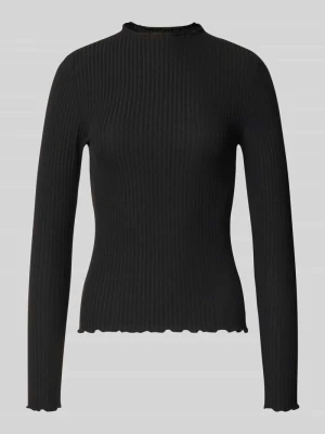 bluzka z długim rękawem w kroju slim fit z dodatkiem wiskozy model 'EMMA' Only Czarny