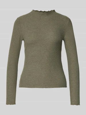 bluzka z długim rękawem w kroju slim fit z dodatkiem wiskozy model 'EMMA' Only Oliwkowy