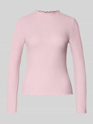 bluzka z długim rękawem w kroju slim fit z dodatkiem wiskozy model 'EMMA' Only Różowy