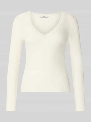 bluzka z długim rękawem w kroju slim fit z mieszanki bawełny model 'SARA SHARAI' Only Biały