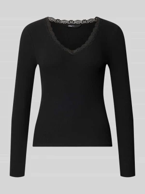 bluzka z długim rękawem w kroju slim fit z mieszanki bawełny model 'SARA SHARAI' Only Czarny