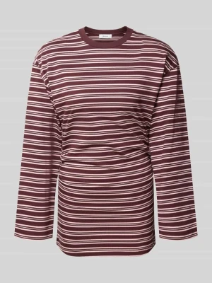 Bluzka z długim rękawem we wzór na całej powierzchni model 'BETT' Topshop Czekoladowy