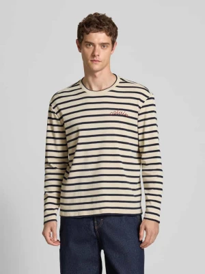 Bluzka z długim rękawem, wyhaftowanym logo i okrągłym dekoltem Calvin Klein Jeans