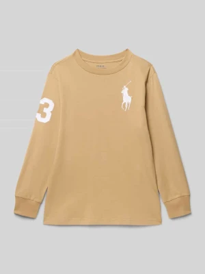 Bluzka z długim rękawem, wyhaftowanym logo i okrągłym dekoltem Polo Ralph Lauren Teens