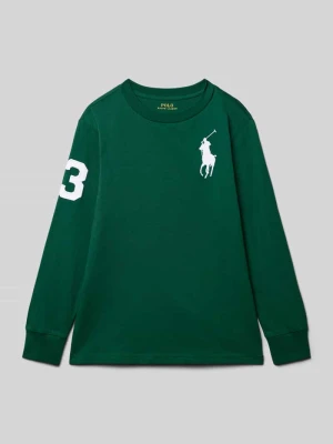 Bluzka z długim rękawem, wyhaftowanym logo i okrągłym dekoltem Polo Ralph Lauren Teens