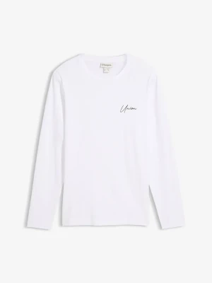 Bluzka z długim rękawem z bawełny organicznej, slim fit BonPrix biały