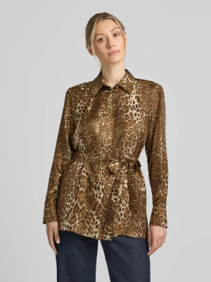 Bluzka z długim rękawem z czystego jedwabiu o kroju regular fit Max Mara Camel