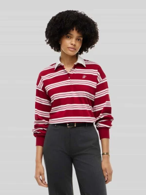 Bluzka z długim rękawem z czystej bawełny Tommy Hilfiger Wiśniowy