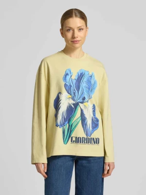 Bluzka z długim rękawem z nadrukiem z motywem i okrągłym dekoltem Topshop