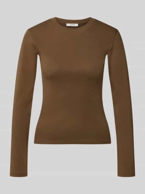 Bluzka z długim rękawem z okrągłym dekoltem model 'EVERYDAY' Topshop Czekoladowy