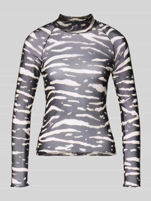 Bluzka z długim rękawem z siateczki ze stójką Marc Cain