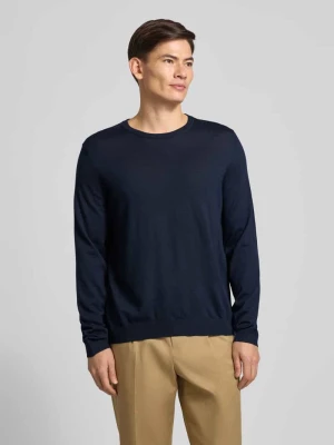 Bluzka z długim rękawem z żywej wełny model ‘Leno’ Boss