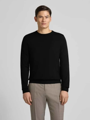 Bluzka z długim rękawem z żywej wełny model ‘Leno’ Boss