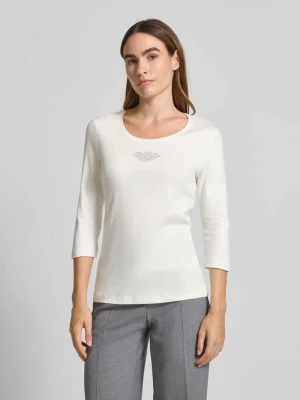 Bluzka o kroju regular fit z rękawem o dł. 3/4 i obszyciem ozdobnymi kamieniami Christian Berg Woman