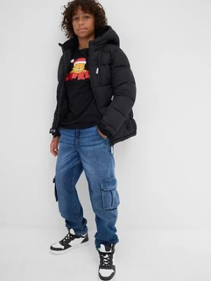 Bluzka z długim rękawem ze świątecznym motywem i napisem Garfield z czystej bawełny bonprix