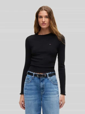 Bluzka z długim rękawem ze zrolowanym brzegiem Tommy Jeans Czarny