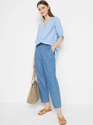 Bluzka z domieszką lnu i rękawami 3/4 bonprix