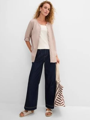 Bluzka z domieszką lnu i rękawami 3/4 bonprix