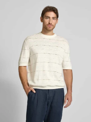 Bluzka z dzianiny o kroju regular fit z mieszanki bawełny i lnu model ‘BERG SUN’ Selected Homme