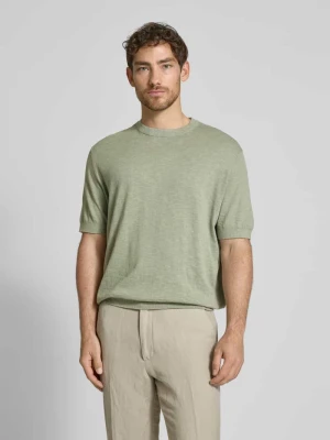 Bluzka z dzianiny o kroju regular fit z mieszanki bawełny i lnu model ‘BERG SUN’ Selected Homme
