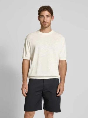 Bluzka z dzianiny o kroju regular fit z mieszanki bawełny i lnu model ‘BERG SUN’ Selected Homme