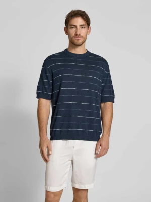 Bluzka z dzianiny o kroju regular fit z mieszanki bawełny i lnu model ‘BERG SUN’ Selected Homme