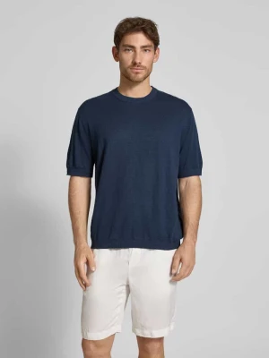 Bluzka z dzianiny o kroju regular fit z mieszanki bawełny i lnu model ‘BERG SUN’ Selected Homme
