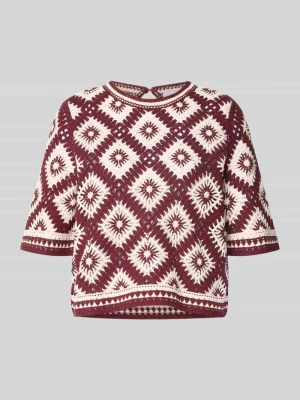 Bluzka z dzianiny o półprzejrzysty designie z okrągłym dekoltem Jake*s Collection
