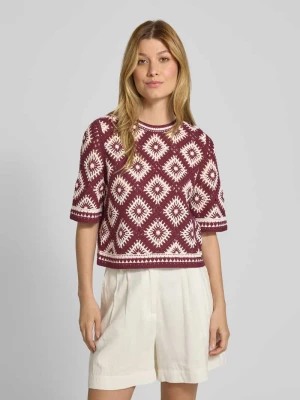 Bluzka z dzianiny o półprzejrzysty designie z okrągłym dekoltem Jake*s Collection