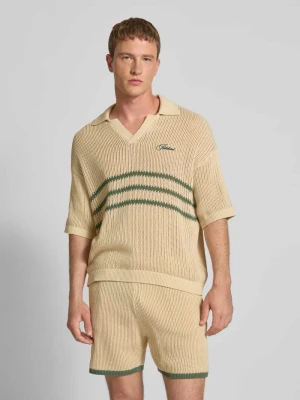 Bluzka z dzianiny z kołnierzykiem polo i wyhaftowanym logo PROHIBITED