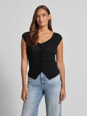 Bluzka z dzianiny z listwą guzikową i marszczeniami JAKE*S STUDIO WOMAN