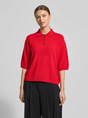 Bluzka z dzianiny z mieszanki wełny i kaszmiru z kołnierzykiem polo LUISA CERANO