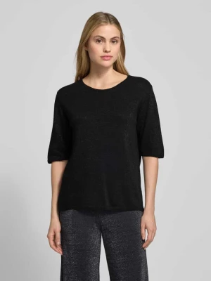 Bluzka z dzianiny z mieszanki wełny z okrągłym dekoltem milano italy