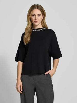 Bluzka z dzianiny z obszyciem kamieniami stras model ‘DORISE’ Ichi