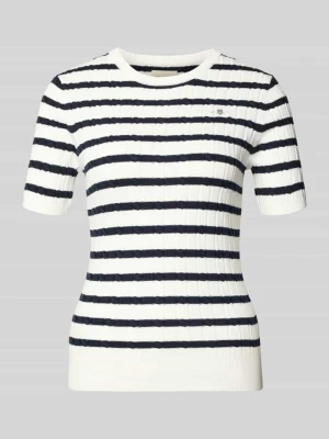 Bluzka z dzianiny z okrągłym dekoltem i wyhaftowanym logo Gant