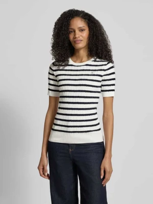 Bluzka z dzianiny z okrągłym dekoltem i wyhaftowanym logo Gant