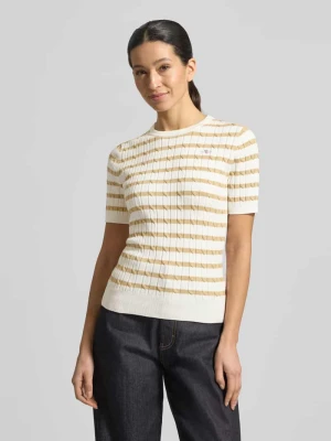 Bluzka z dzianiny z okrągłym dekoltem i wyhaftowanym logo Gant