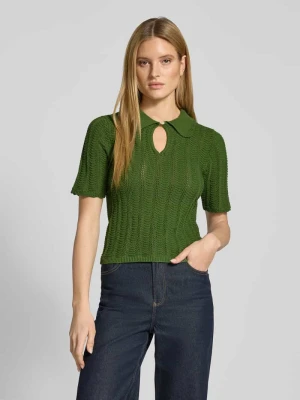Bluzka z dzianiny z wykładanym kołnierzem i wycięciem w kształcie łezki Scotch & Soda